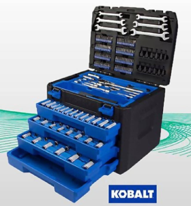 Kobalt de 319 piezas Juego de herramientas mecánicas de cromo pulido combinado métrico y estándar (SAE)